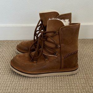 UGG Lace Up Suede Booties Size 6